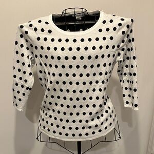 Liz Claiborne Black and White Polka Dot Long Sleeve Top